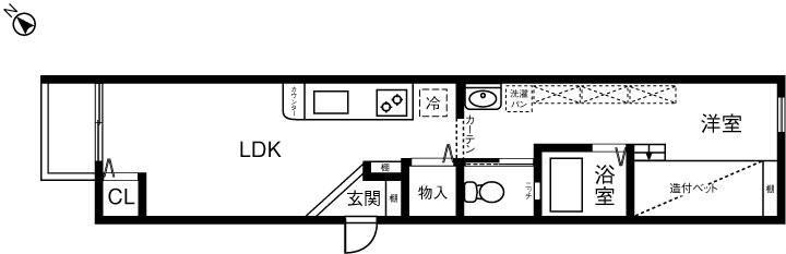 モジュールH(1LDK/2階)の間取り写真