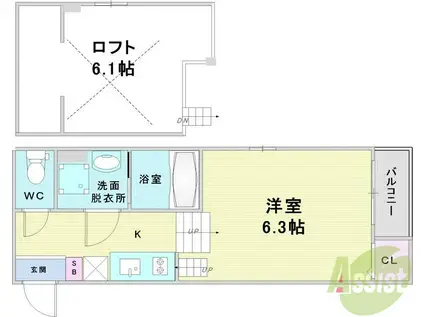 LEVANTE(1K/1階)の間取り写真