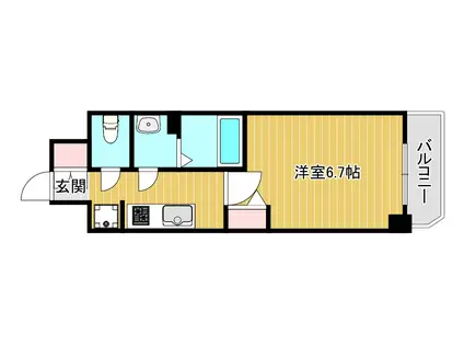 スプランディッド難波元町DUE(1K/12階)の間取り写真