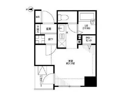 プレールドゥーク神田(1K/11階)の間取り写真