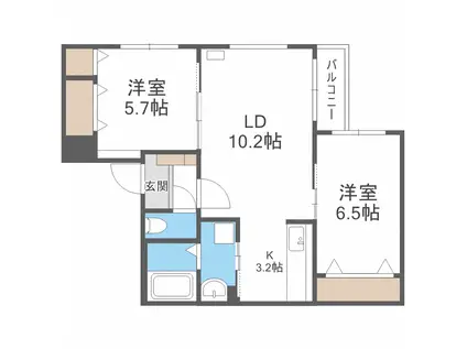 OS1番館(2LDK/3階)の間取り写真