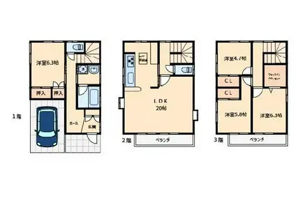 海辺戸建(4LDK/1階)の間取り写真