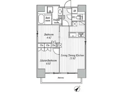 ザ・プレイス駒込(2LDK/3階)の間取り写真