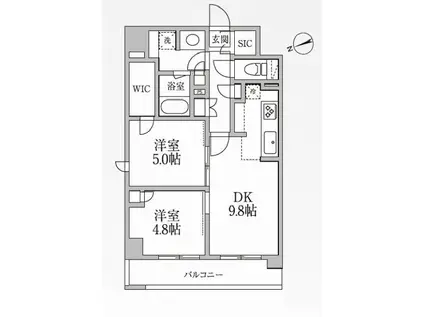 RESIDIA新御徒町II(2LDK/11階)の間取り写真