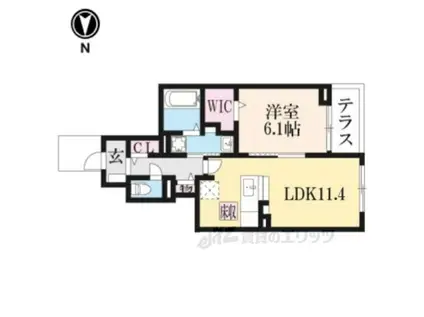 ウッドヴィレッジMINORUⅢ(1LDK/1階)の間取り写真