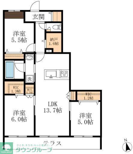 グリーンタウン赤坂(3LDK/1階)の間取り写真
