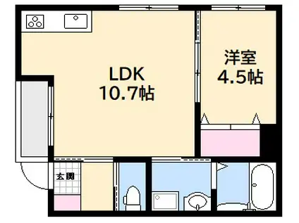 ブリリアンテ ディオス(1LDK/1階)の間取り写真