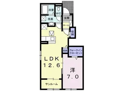 プレッソ太田IV(1LDK/1階)の間取り写真