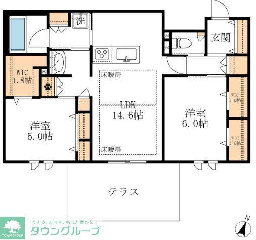 すず雅SUZUGA(2LDK/1階)の間取り写真