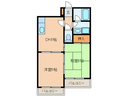 コーポ英(2DK/2階)の間取り写真