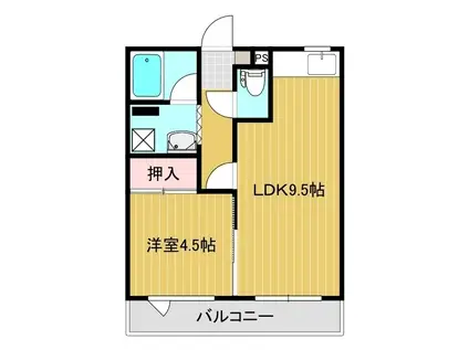 ほのぼのハイツ2(1LDK/2階)の間取り写真