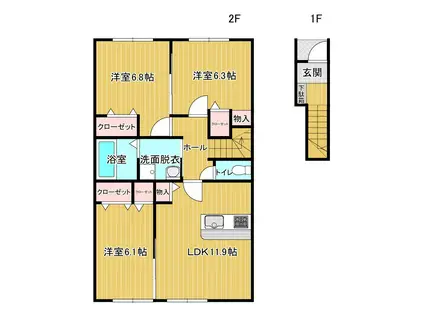 DIA MOOR III(3LDK/2階)の間取り写真