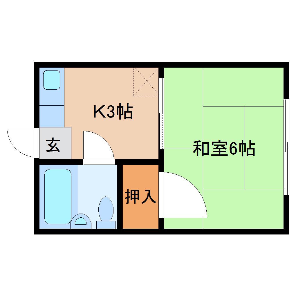 ハイツ一条II(1K/2階)の間取り写真