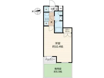 ビバリーホームズ赤塚公園II(1K/1階)の間取り写真