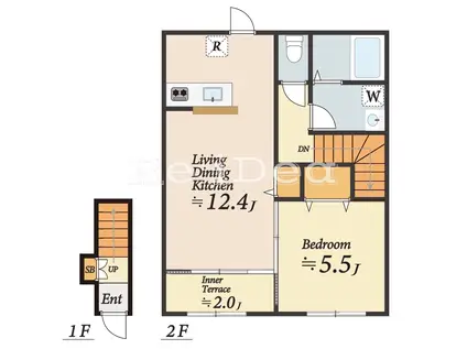 パレス北野(1LDK/2階)の間取り写真