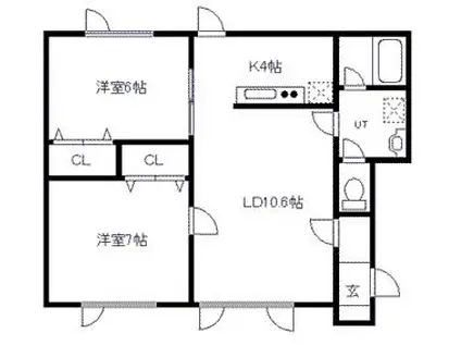 リオ神楽(2LDK/1階)の間取り写真