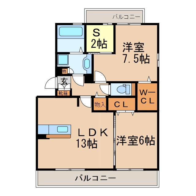 プラムガーデン(2SLDK/2階)の間取り写真