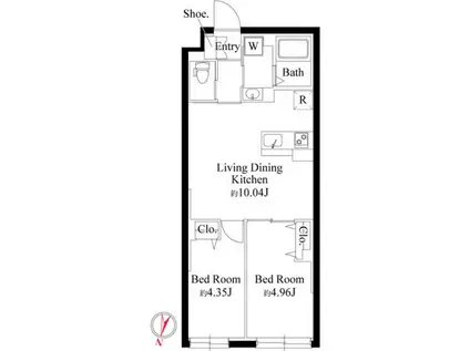グランパセオ大岡山(2LDK/1階)の間取り写真