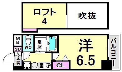 エステムコート神戸県庁前IIIフィエルテ(1K/11階)の間取り写真