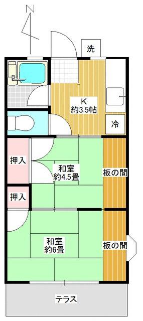 シティーハイム健(2K/1階)の間取り写真
