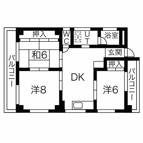 ロイヤルカナン(3DK/3階)の間取り写真