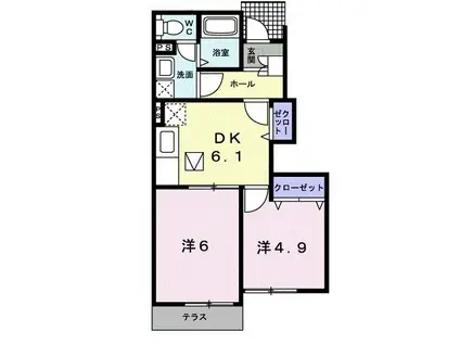 グリーンホームII(2DK/1階)の間取り写真