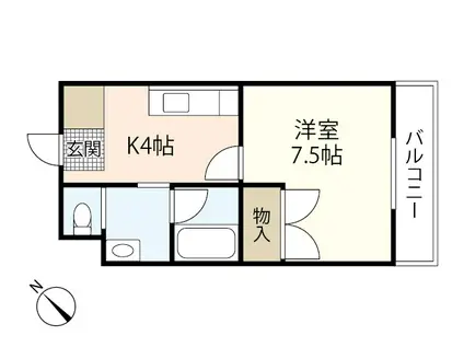 菖蒲池コーポ(1K/2階)の間取り写真