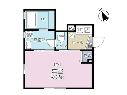 リヴェール要町(1K/1階)の間取り写真