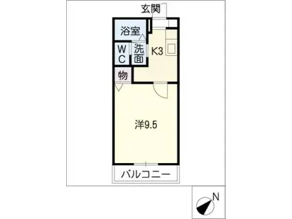 シャトレーオカダA棟(1K/1階)の間取り写真