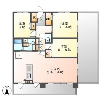 テラッツァ白壁(3LDK/8階)の間取り写真