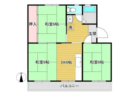 高洲三丁目(3DK/2階)の間取り写真