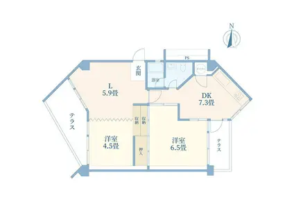 桜台ビレジ4B(2LDK/1階)の間取り写真