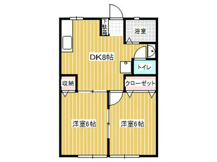 コーポ長瀬第5A(2DK/1階)の間取り写真