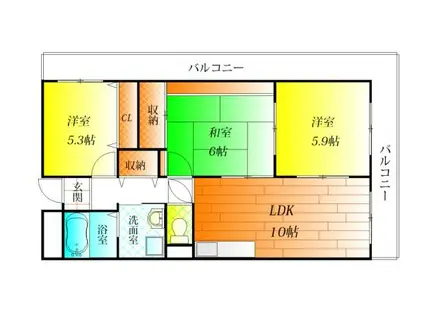 エテルノフェンテ(3LDK/4階)の間取り写真