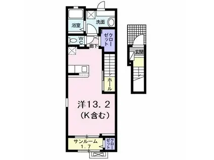 ベル ルミエール 南III(1K/2階)の間取り写真