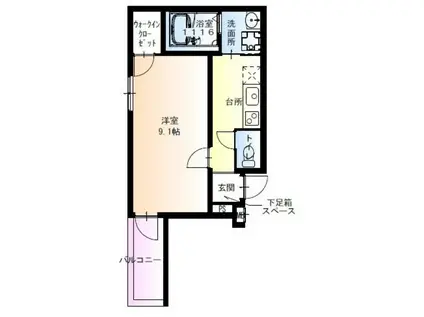 フジパレス北加賀屋駅北II番館(1K/3階)の間取り写真