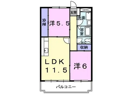 ハイブリッヂB(2LDK/2階)の間取り写真