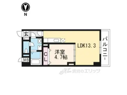 I・レジデンス上鳥羽(1LDK/3階)の間取り写真