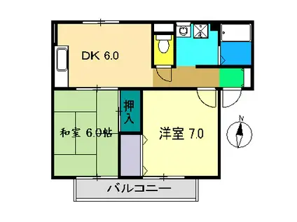 ラポール野本B棟(2DK/2階)の間取り写真