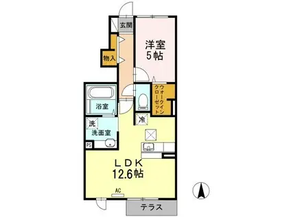 FELICE松山(1LDK/1階)の間取り写真