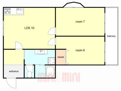 サンパティオ歌島(1K/2階)の間取り写真