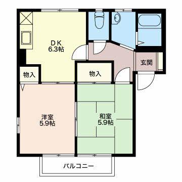 フレグランス白樺(2DK/2階)の間取り写真