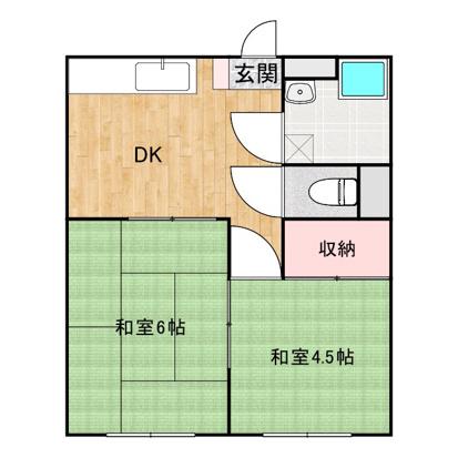 コーポ幸(2DK/1階)の間取り写真