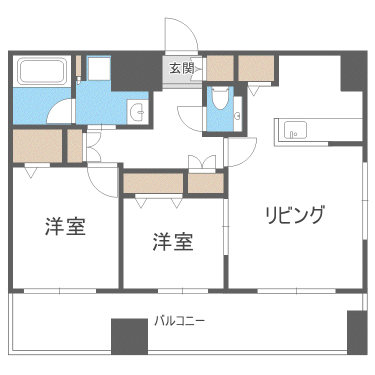 MJ SQUARE KOTONI(2LDK/9階)の間取り写真