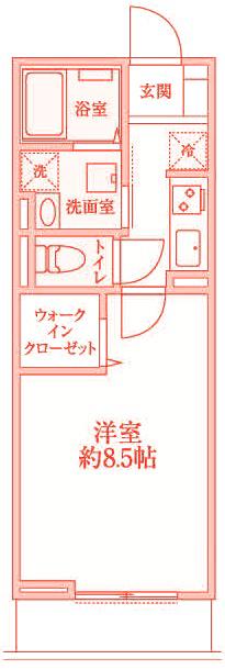 ジュネスコート(1K/2階)の間取り写真