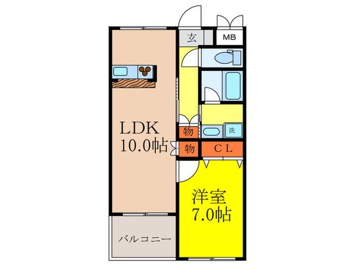 アカツキハイツ(1LDK/5階)の間取り写真