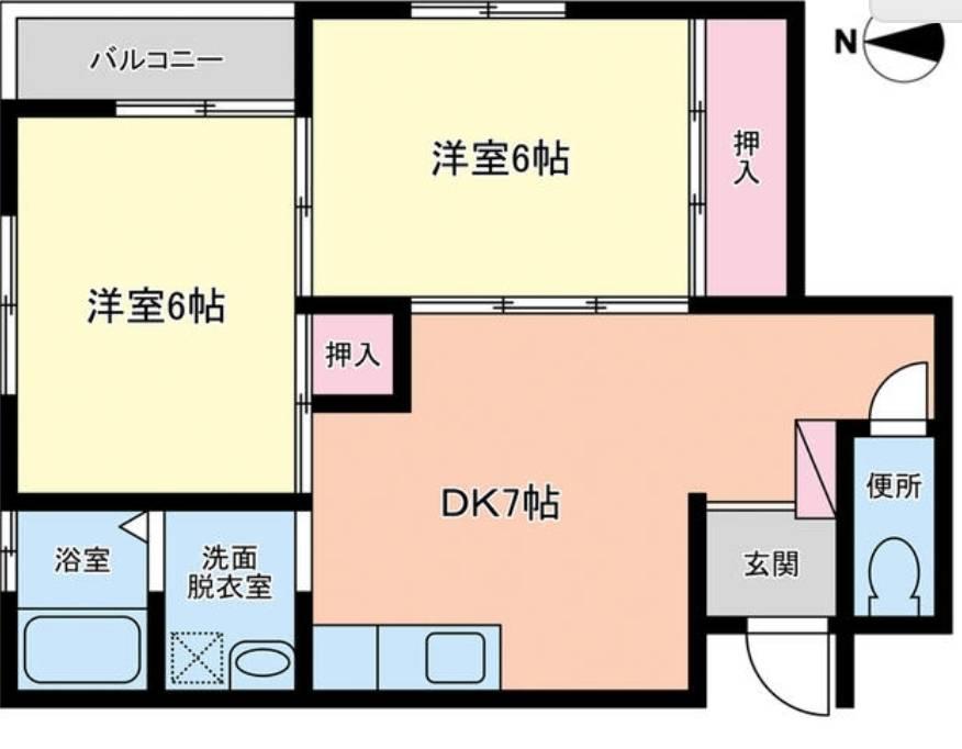 Mステージ紫原(2DK/1階)の間取り写真