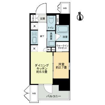 ザ・ライオンズフォーシア鶴見(1DK/6階)の間取り写真