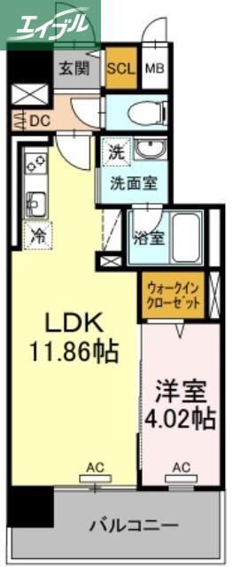 TWIN TOWERS AZUKI(1LDK/5階)の間取り写真