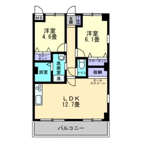 フィネス多賀(2LDK/3階)の間取り写真